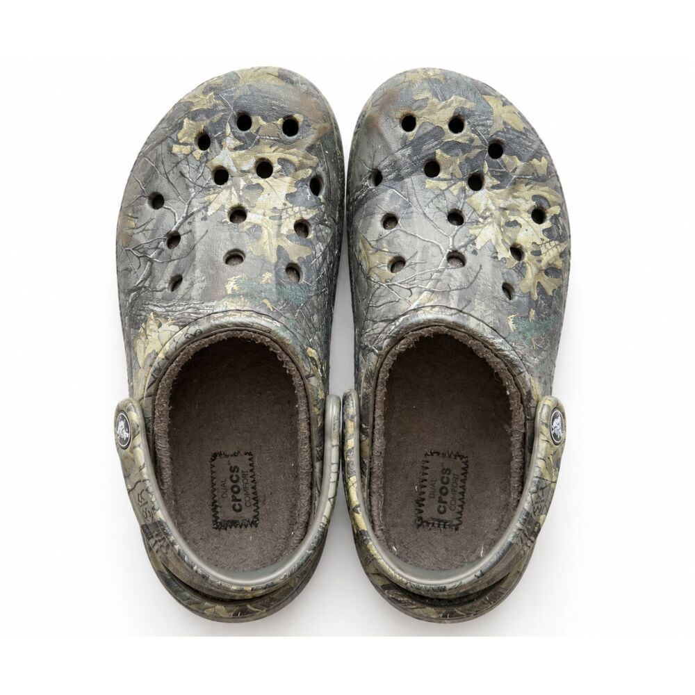 M7 W9 Crocs Realtree Edge Camo Faux Fur Lined Classic Clogs Hunting